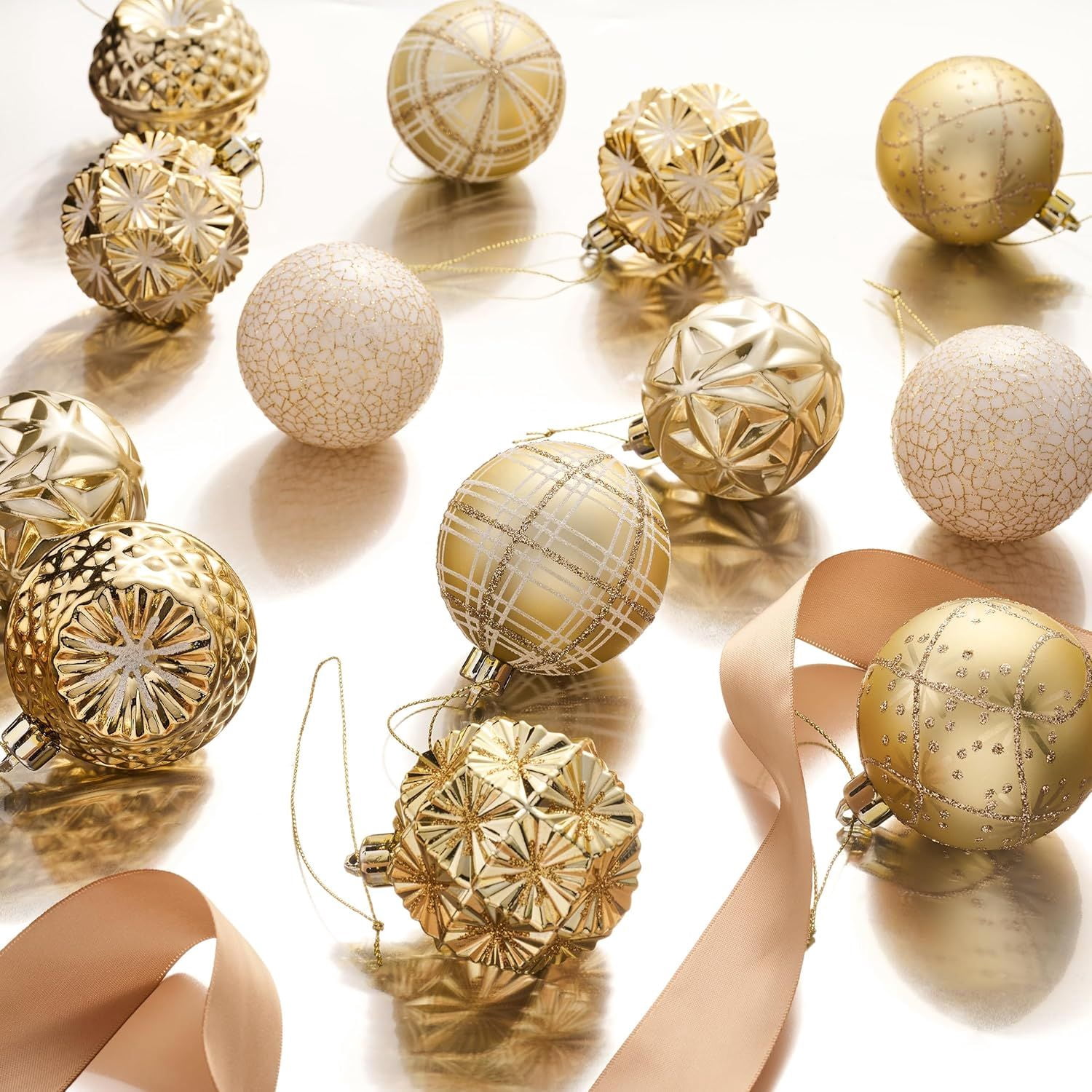 Ornaments for Christmas Trees, 16ct 2.36 Inches White and Silver Shatterproof Christmas Tree Decorations, Hanging Ball Ornaments for Xmas Holiday Party Decor