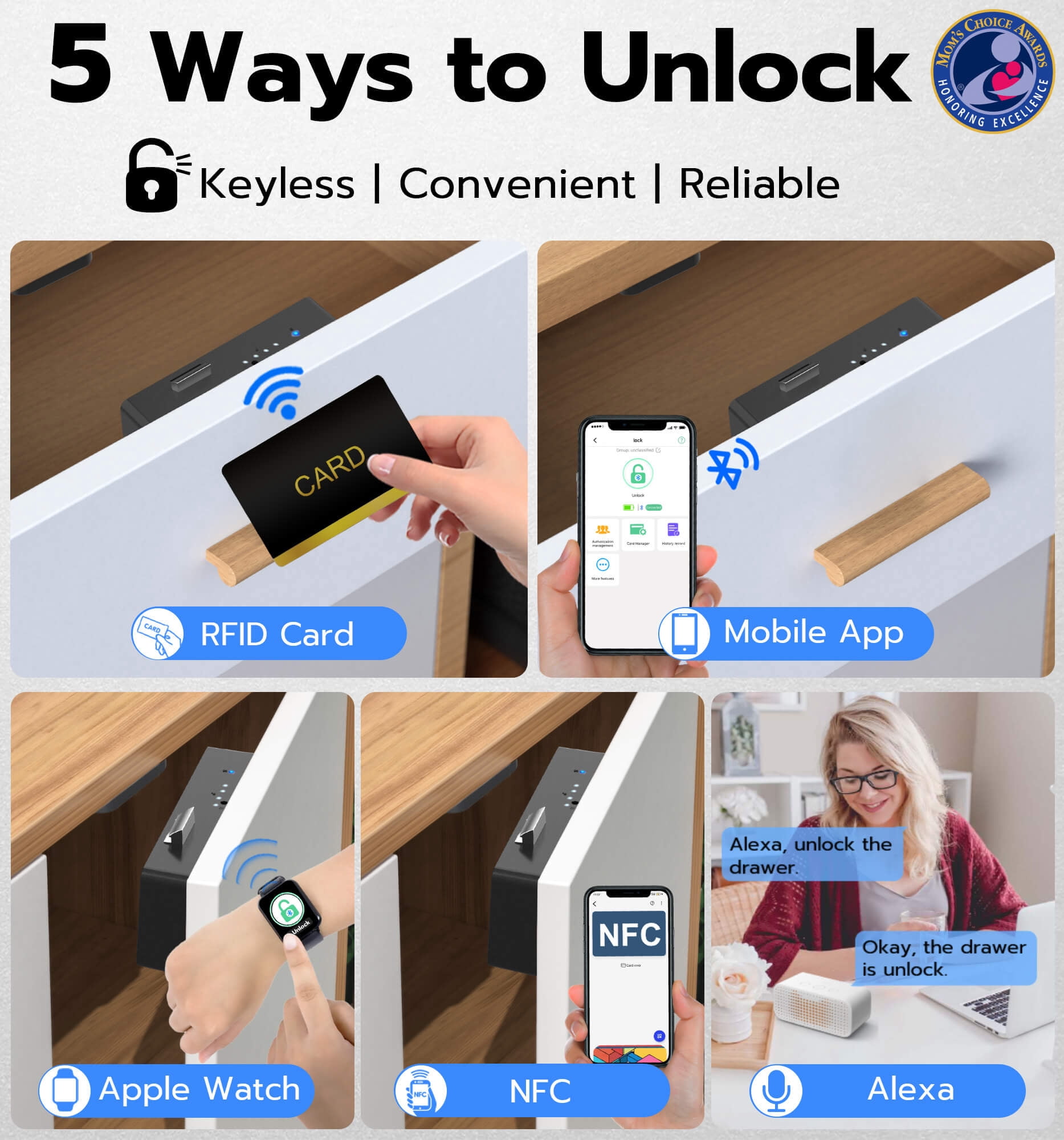 Anweller Hidden Smart Cabinet Lock, RFID Electronic, Bluetooth DIY Child Safety Lock, Black