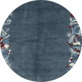 thumbnail image 1 of Ahgly Company Indoor Round Abstract Dark Blue Grey Blue Abstract Area Rugs, 4' Round, 1 of 6