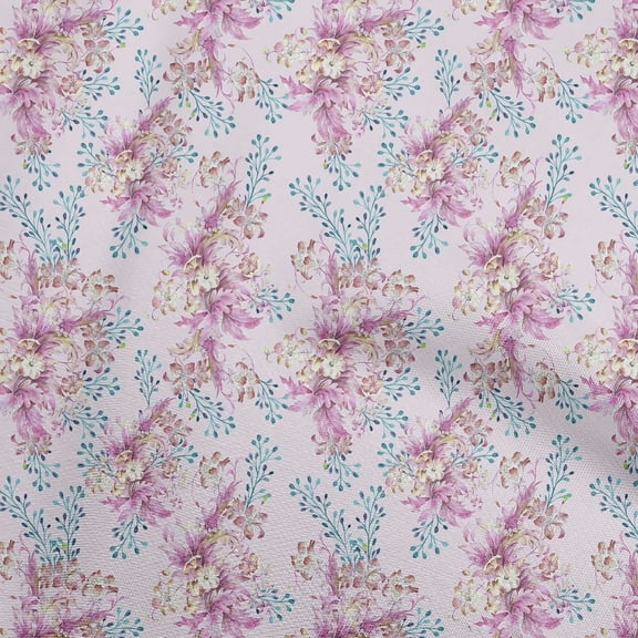 oneOone Polyester Spandex Amethyst Fabric Floral Fabric For Sewing Printed Craft Fabric By The Yard 56 Inch Wide