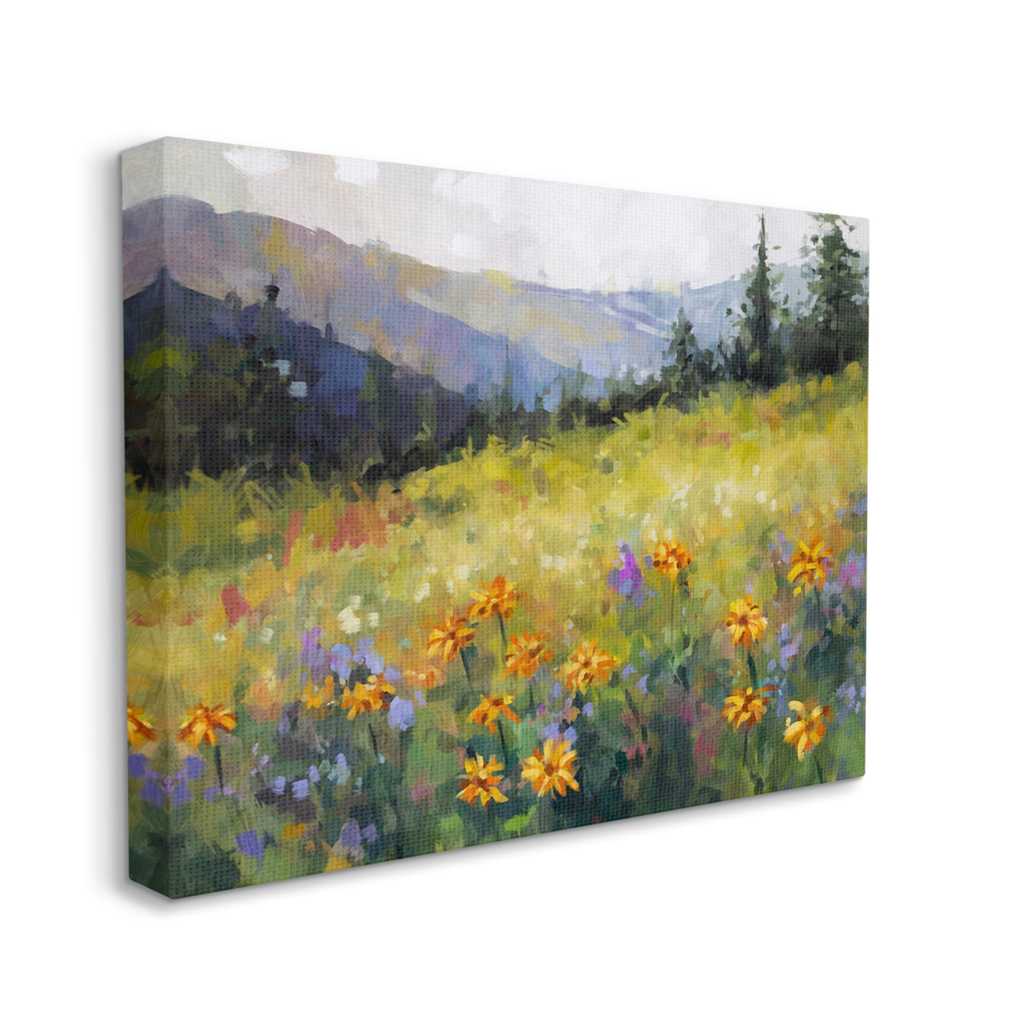 Stupell Industries Flower Meadow Painting Landscape Painting Gallery Wrapped Canvas Art Print Wall Art, 40 x 30