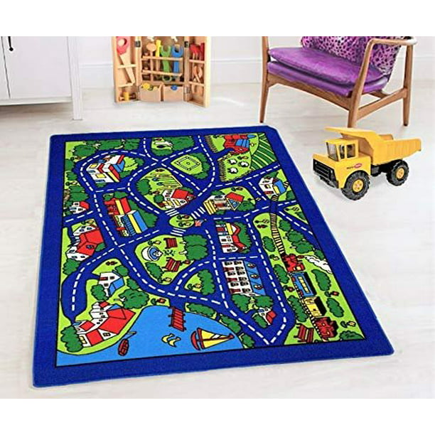 Kids Car Road Rugs City Map Play Mat For Classroom Baby Room Non