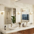 thumbnail image 5 of 30 in. W. x 22 in. H Rectangle Aluminum Alloy Framed Wall Mounted Bathroom Vanity Accent Mirror in Brushed Gold, 5 of 12