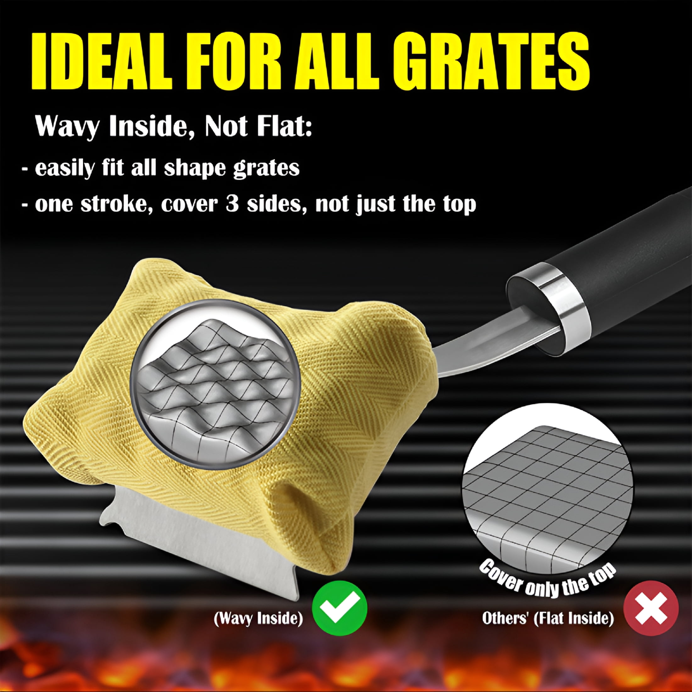 ACDANC Grill Brush Bristle Free for Outdoor Grill - Reinforced Grill Cleaner Scraper BBQ Brush - Safe BBQ Grill Cleaning Brush