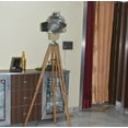thumbnail image 4 of Vintage style chrome spotlight lamp on wooden tripod base floor lamp lighting decorative searchlight, 4 of 6