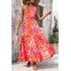 thumbnail image 3 of Vestido PRETTYGARDEN Maxi Floral con Nudo en un Hombro Naranja Rosa Talla L, 3 of 6
