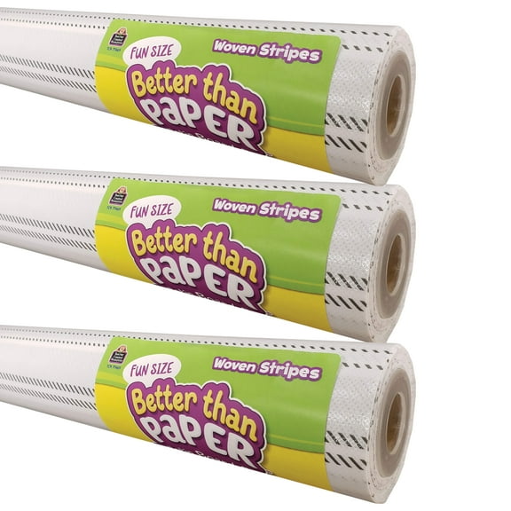 Teacher Created Resources Fun Size Better Than Paper Bulletin Board Roll, 18" x 12', Woven Stripes, Pack of 3
