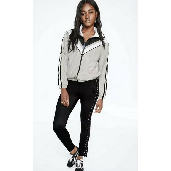 Victoria's Secret Pink Perfect Anorak Full Zip Gray Black M/L Medium NEW $80