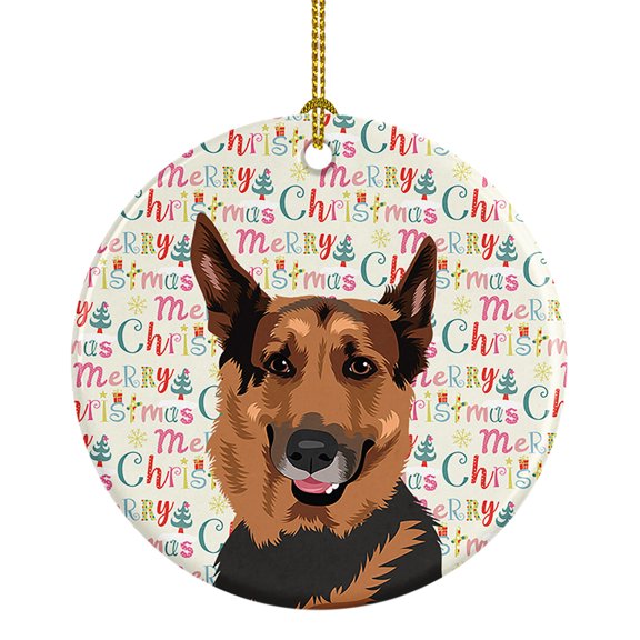 German Shepherd Red Sable Christmas Ceramic Ornament 2.8 in x 2.8 in