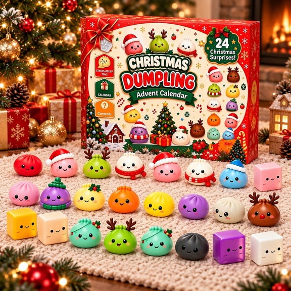 Christmas Squishies Advent Calendar 2026 24 Day Countdown Calendar with Mini Dumpling Squishy Cute Holiday Surprise Gifts