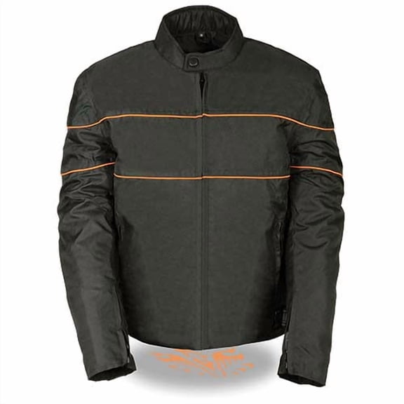 NexGen SH2285 Men's Black with Orange Stripes Scooter Style Textile Jacket X-Large