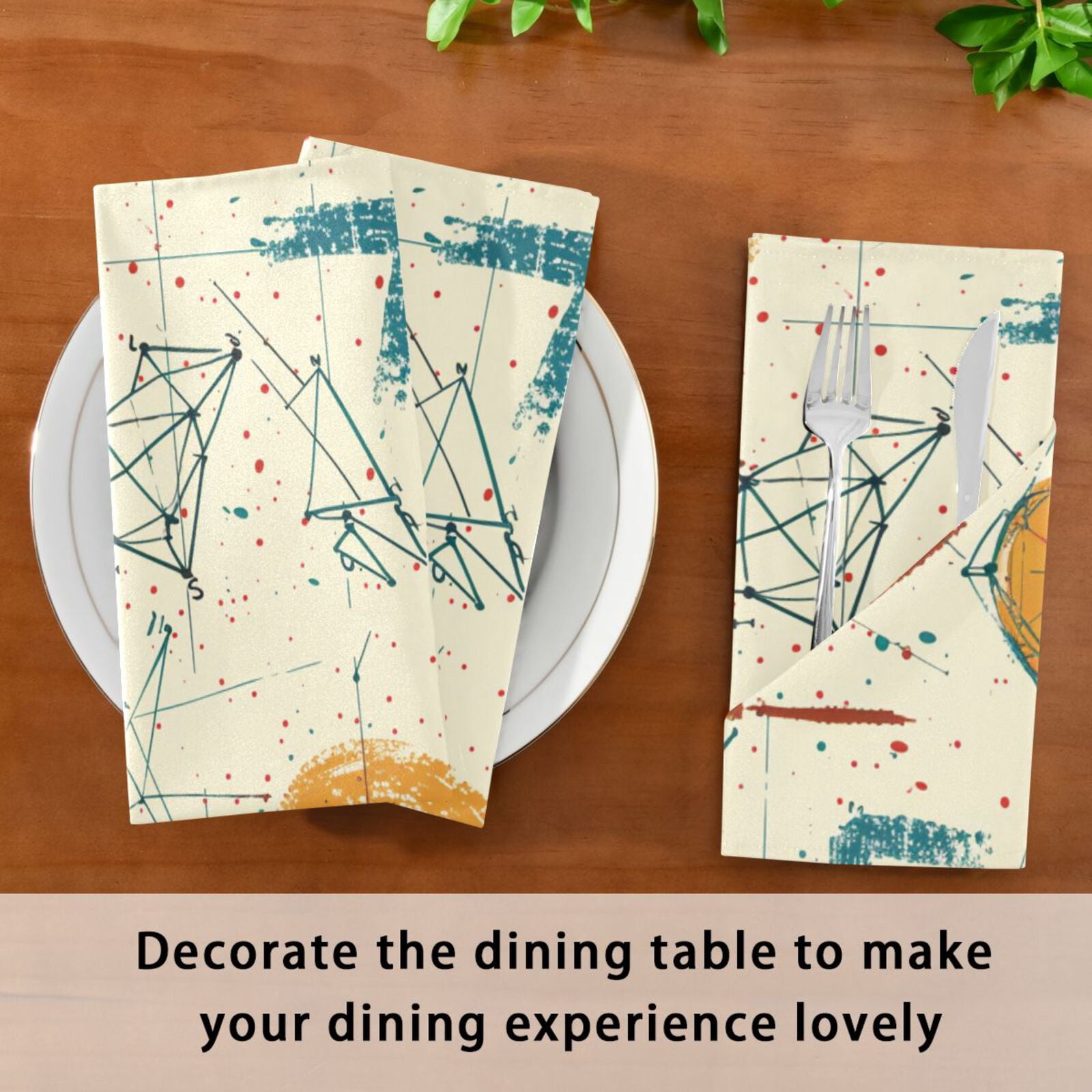 JSTEL Math Graphics Cloth Napkins Set of 6, 20x20 Inch Washable and Reusable Napkin for Decoupage Dinner Party Everyday Use