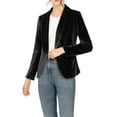 thumbnail image 1 of INSPIRE CHIC Juniors Work Shawl Collar Long Sleeve One Button Velvet Blazer, 1 of 6