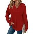 thumbnail image 2 of LWITHSZG Hoodies for Women Casual Loose Drawstring V Neck Long Sleeve T Shirts Fall Winter Fashion Hooded Sweatshirt Going Out Tops, 2 of 7