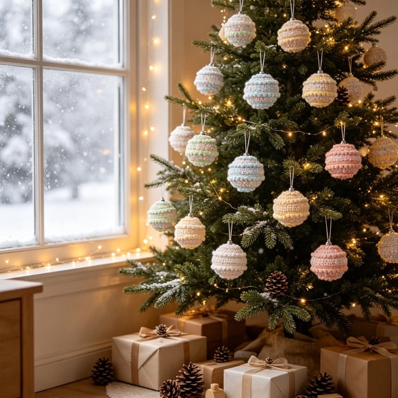 Christmas Macaron Christmas Ball Decorations Foam Hanging Ornaments For Christmas Tree Wreaths Windows Parties, 6 Count