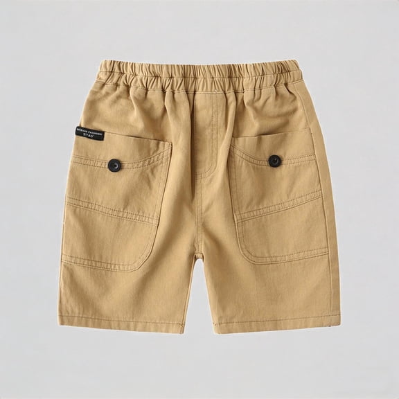 Krdevn Boys Summer Cargo Pants Casual Comfortable Kids Shorts for Outdoor Play Beach School Party Spring and Summer Basic Solid Color,6-7 Years