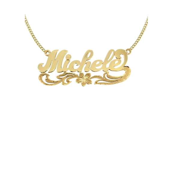 14K Gold  Diamond Cut Name Plate Necklace | Style #72
