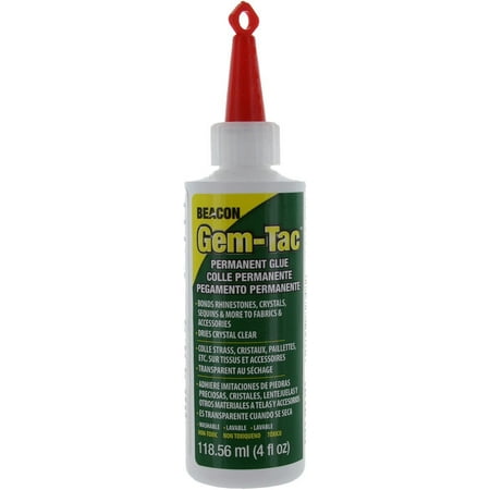 Beacon Gem-tac Permanent Adhesive Glue 4 Oz. For Gems Sequins Rhinestones (Best Glue To Use For Rhinestones On Shoes)