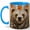 Blue, variant on Brown Bear Coffee Mug, Woodland Animal Mug, Ceramic 11 oz