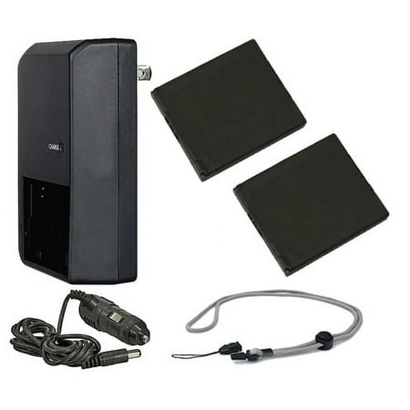 Canon PowerShot SX410 IS High Capacity Batteries (2 Units) + AC/DC Travel Charger + Krusell Multidapt Neck Strap (Black Finish)
