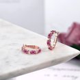 thumbnail image 5 of Gem Stone King 4.23 Ct Pink Mystic Topaz G-H Lab Grown Diamond 18K Rose Gold Plated Silver Hoop Earrings, 5 of 5
