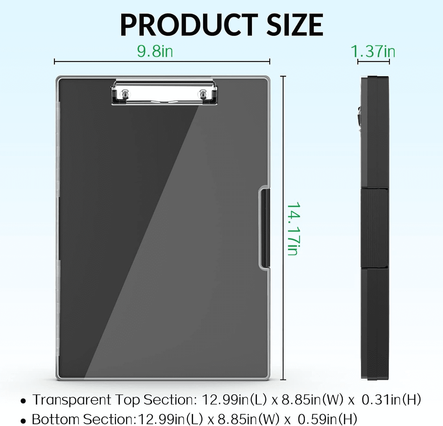 Clipboard with Storage, Heavy Duty Cleaview Clip Boards 8.5X11 with Dual Storage
