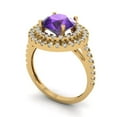 thumbnail image 2 of 2.6 ctw with Simulated Diamond Halo Accents Anniversary Ring for Women | Round Cut Natural Amethyst | Hyperallergenic Solid 14K Yellow Gold, 2 of 5