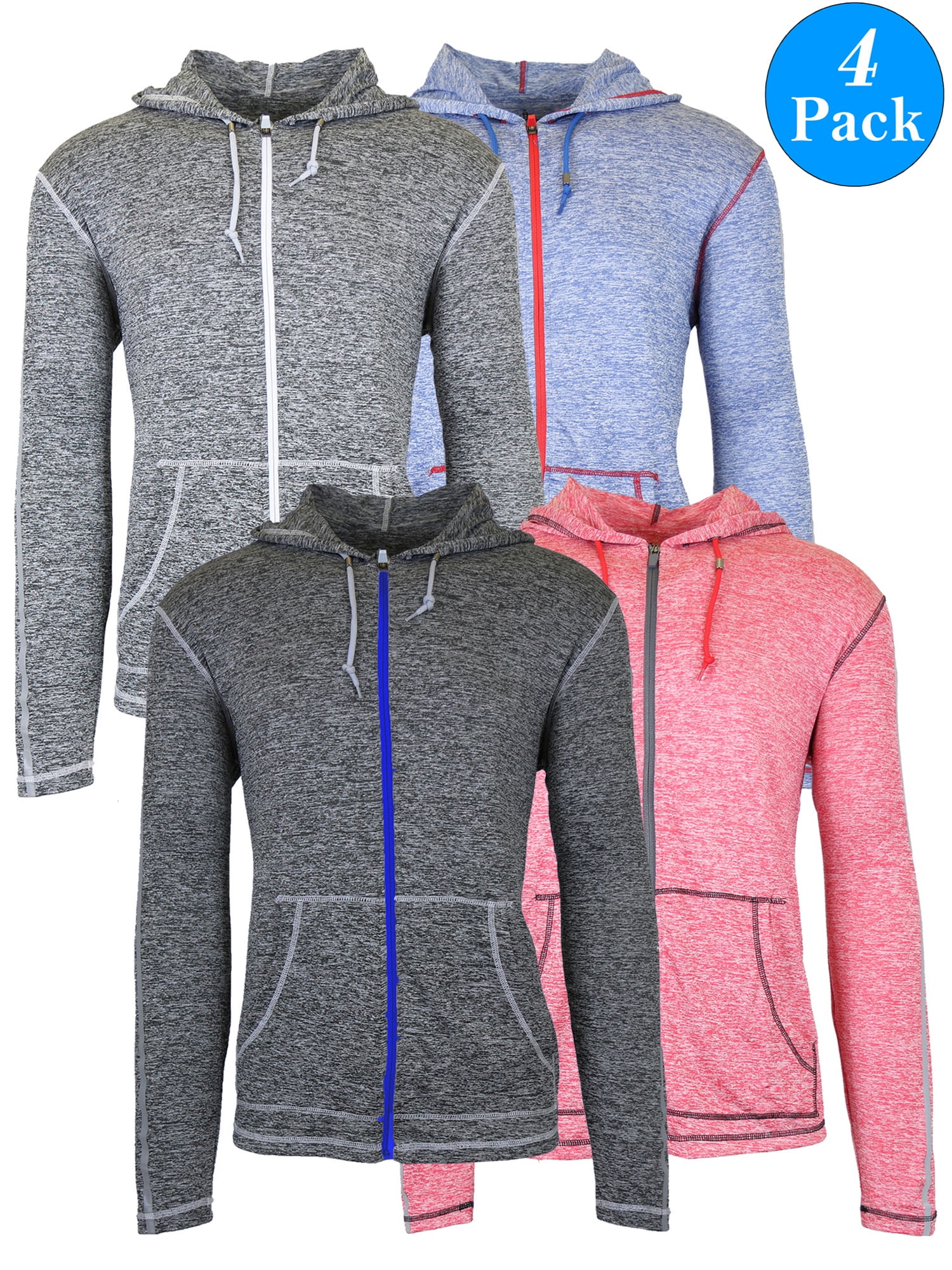 Men's Moisture Wicking Active FullZip Hoodie (4Pack)