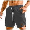 thumbnail image 2 of Inleife Men Casual Solid Summer With Pockets Drawstring Middle Waist Sport Short Pants, 2 of 6