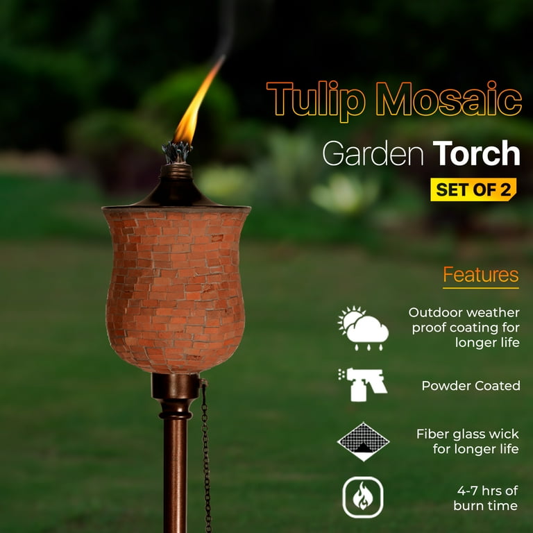 Deco Home Tiki Torch 4 in 1, Mosaic Tulip Jar Garden Torch 64-inch, Deck Torch, Table Torch or Regular Flame Torch Deco Home Tiki Torch 4 in 1, Mosaic Tulip Jar Garden Torch 64-inch, Deck Torch, Table Torch or Regular Flame Torch