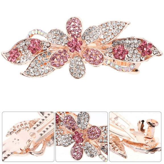 FRCOLOR Rhinestone Hair Clip Styling Clips Accessories for Girls Women's Miss Pink