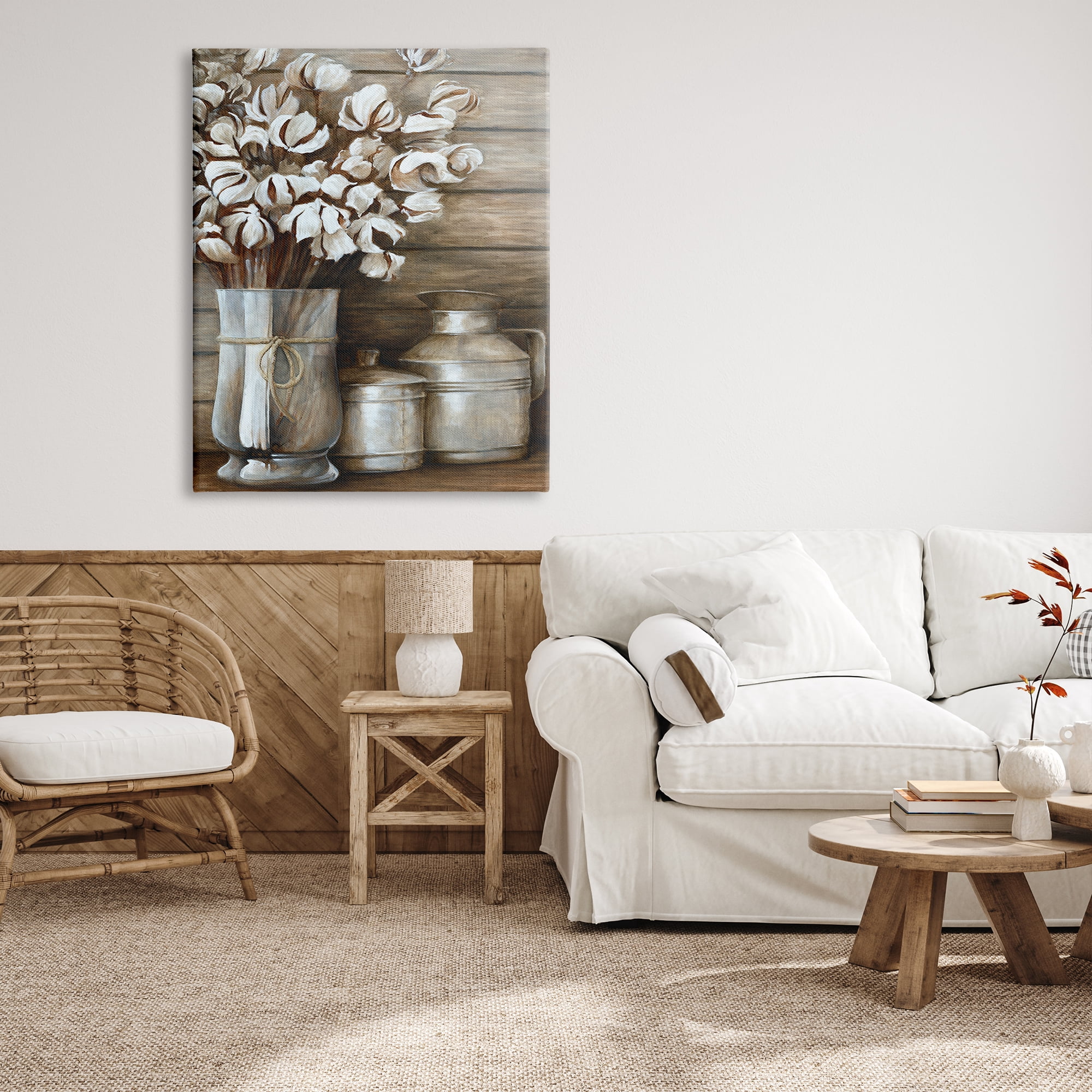 Stupell Industries Traditional Flower Bouquet Rustic Country Cans Painting Gallery Wrapped Canvas Print Wall Art, Design by White Ladder