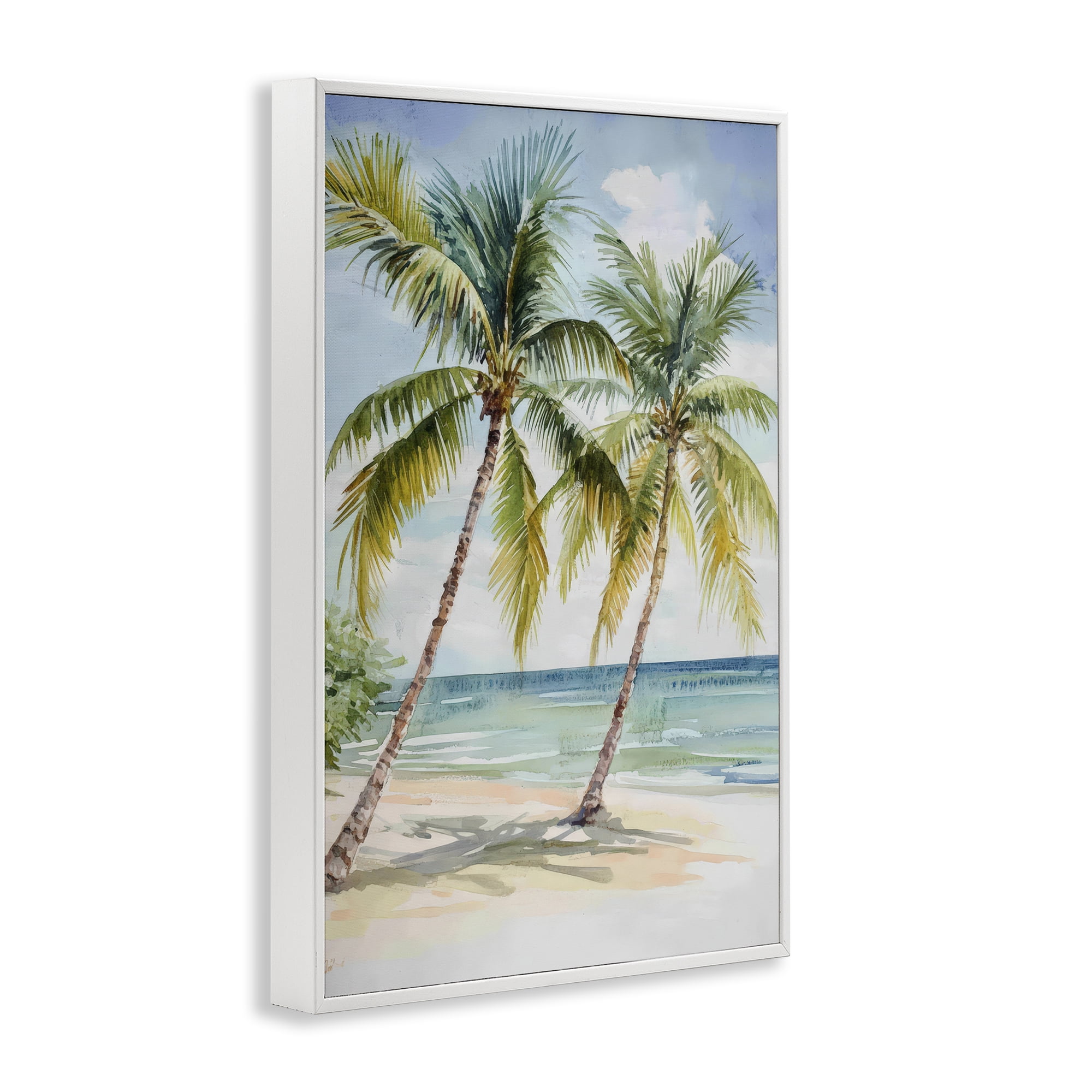 Stupell Industries Shady Palm Beach Escape White Framed Giclee Art, design by Petal Prints Design