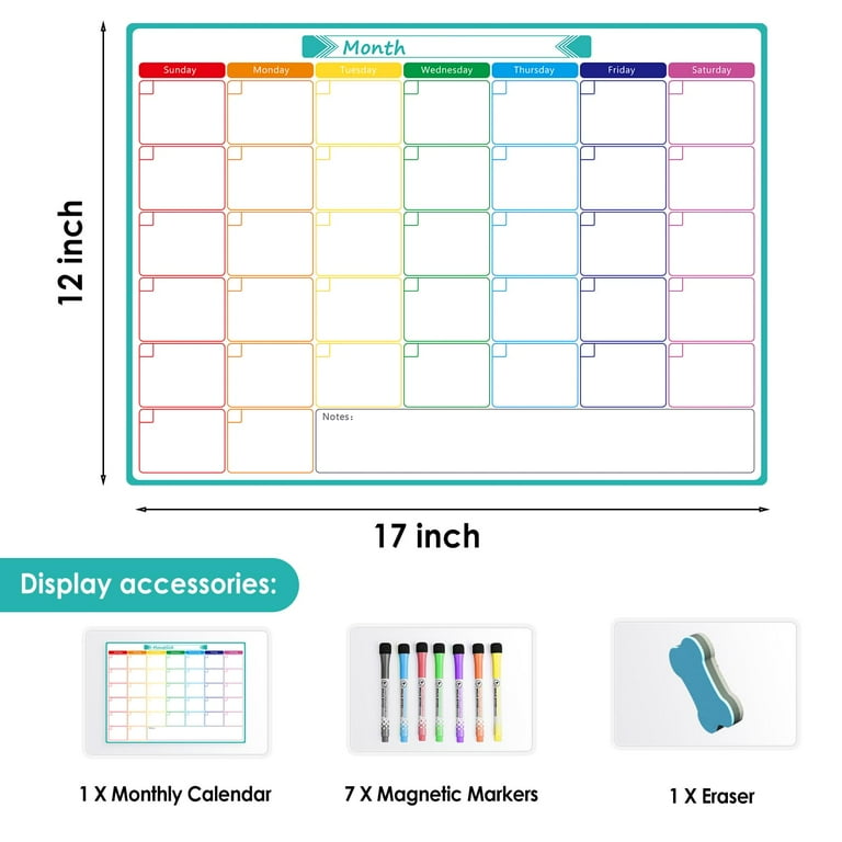 MaxGear Monthly Planner Whiteboard A3 Magnetic Whiteboard for Fridge Dry Erase Calendar Board