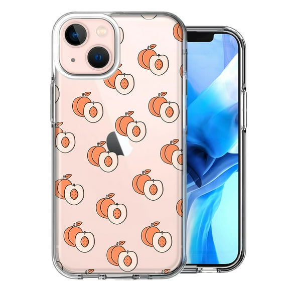 MUNDAZE For Apple iPhone 13 Polkadot Peaches Design Double Layer Phone Case Cover