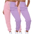 thumbnail image 1 of Hvobtty Pantalon Long Décontracté pour Femmes, Pantalon Décontracté Patchwork pour Femmes Taille Haute à Cordon avec Multiples Poches Corset Pantalon Long, 1 of 3