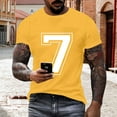 thumbnail image 2 of Feancey Number 7 T-Shirt Unisex Short Sleeve Varsity Shirt Sports Team Jersey 7th Birthday Gifts Tops for Men and Women Yellow M, 2 of 7