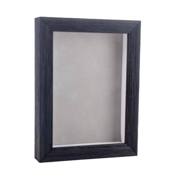 11x14 Distressed Black Shadowbox Frame - Interior Size 11x14 with 1" Usable Depth - Light Grey Acid-Free Suede Backing