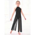 thumbnail image 5 of Yartina Girls Lyrical Dance Jumpsuit Sequin Sleeveless Wide Leg Bodysuit One Piece Figure Skating Outfit Black 14, 5 of 7