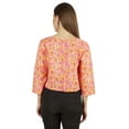thumbnail image 5 of Moomaya Printed Womens Crop Top 3/4 Sleeve Button Up Round Neck Tunic Blouse, 5 of 7
