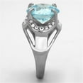 thumbnail image 4 of Womans Silver Aquamarine Ring Ring High polished (no plating) Stainless Steel Ring with AAA Grade CZ in Sea Blue TK1423, 4 of 4