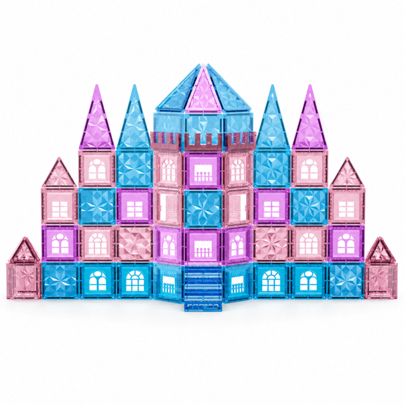 Diamond Surface Magnetic Tiles Building Set 80-245 PCS Colorful Strong Magnet Construction Blocks STEM Gift