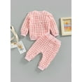 thumbnail image 4 of 2Pcs Baby Girl Boy Fall Outfit Textured Crew Neck Long Sleeve Tops + Casual Pants Set for Toddlers, 4 of 8