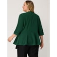 thumbnail image 4 of GRACE & GRANDEUR Women's Plus Size Blazers Ruffle V Neck Button Ruched Casual Peplum Blazer  3X Dark Green, 4 of 4