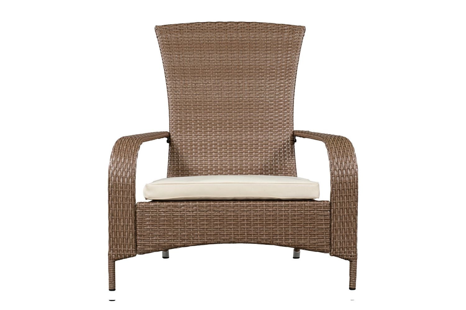 Patioflare Comfort Height Wicker Muskoka Chair - Caramel Brown Wicker with Beige Cushion