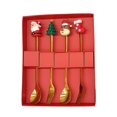 thumbnail image 1 of Juego de cucharas navideñas de acero inoxidable con tema de árbol, Papá Noel y estrella. Cucharas para remover café. Utensilios de cocina festivos con caja de regalo, 1 of 7