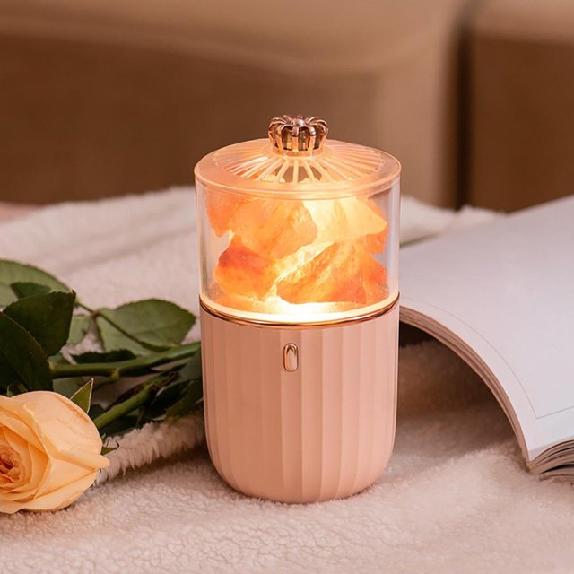 Feltree Mini Portable LED Salt Stone Lamp Aroma Diffuser USB Rechargeable Colorful Scent Essential Oil Diffuser Lamp for Car Camping Bedroom