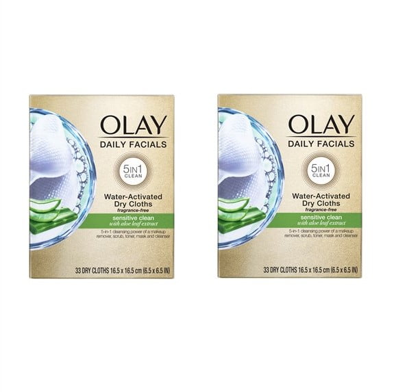 66 Count, 2 Pack Olay Daily Facials Sensitive Cleansing Cloths