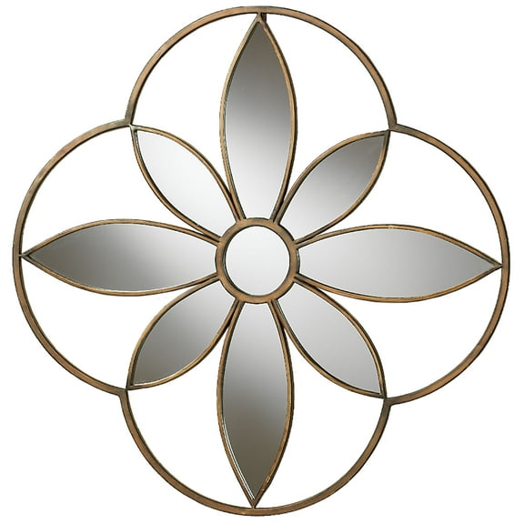 Enchanting Bloom Mirrored Wall Art Antique Gold