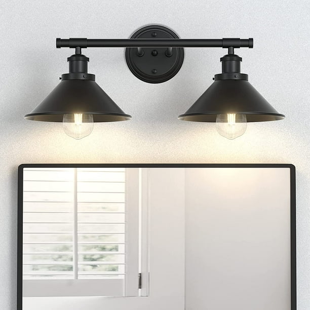 Farmhouse 2Lights Vanity Wall Sconces Lighting Industrial Metal Black